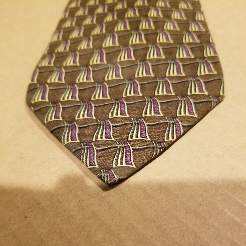 as new VALENTINO Cravatte Italian handmade 100% silk mens tie brown color - Picture 5 of 7
